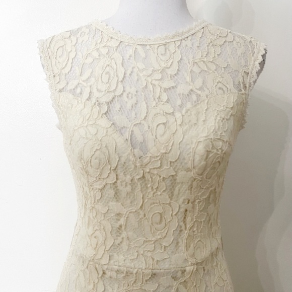 MANIJU OFF WHITE LACE SWEETHEART SLEEVELESS EVENING PROM FORMAL GOWN DRESS - M - Picture 4 of 10